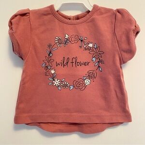 City Mouse Baby Girl's Wild Flower Puff Sleeve T-Shirt Size 6-9 Months
